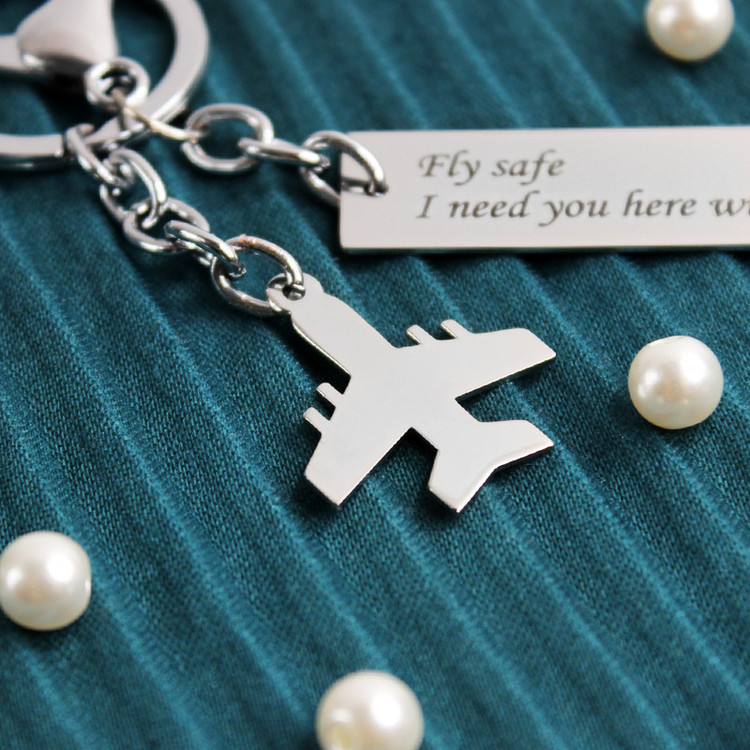 جاکلیدی مدل Fly Safe و هواپیما نقره ای رنگ ثابت