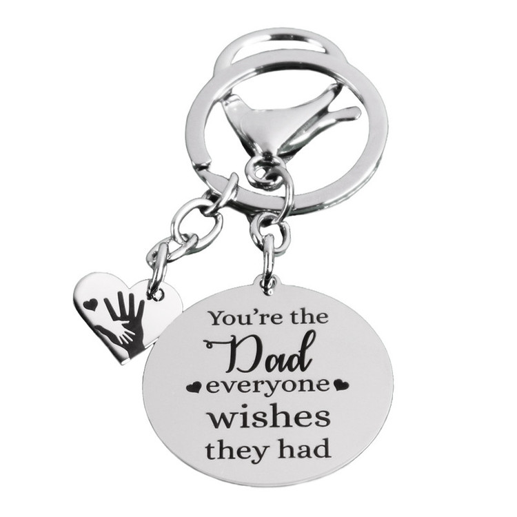 جاکلیدی مدل دایره و قلب طرح DAD نقره ای رنگ ثابت