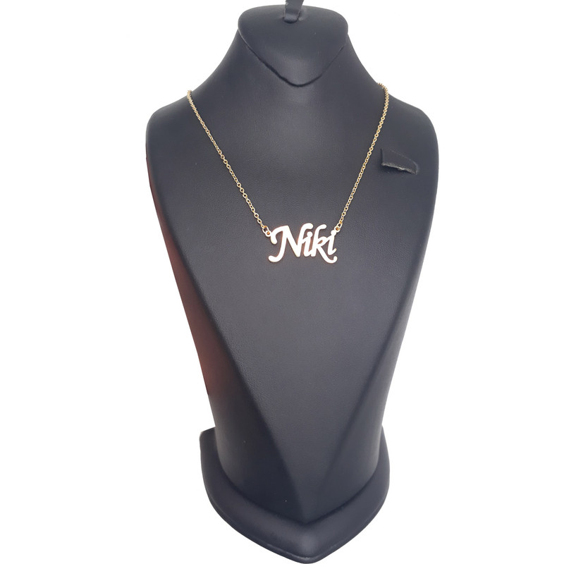 گردنبند  مدل اسم  نیکی نقره ایی رنگ ثابت