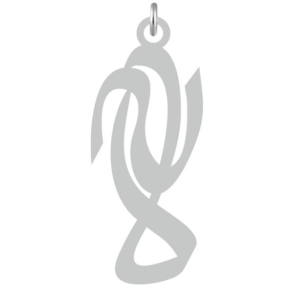 آویز گردنبند  طرح لاله رنگ نقره ایی (استیل رنگ ثابت) Kn2-656