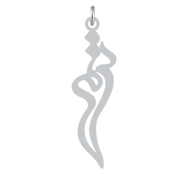 آویز گردنبند  طرح ترمه رنگ نقره ایی (استیل رنگ ثابت) Kn2-1100