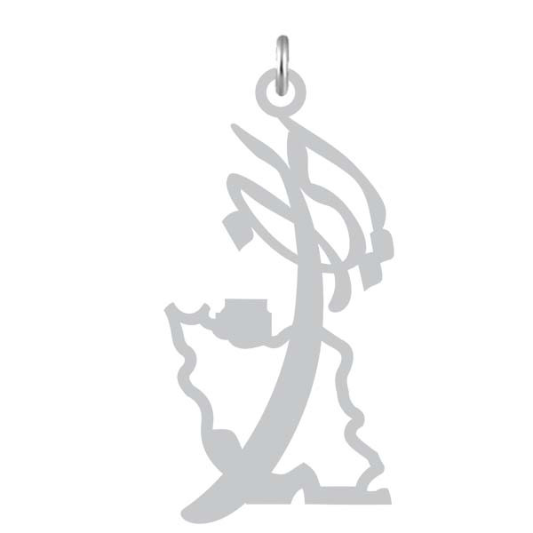 آویز گردنبند  طرح ایران رنگ نقره ایی (استیل رنگ ثابت) Kn2-1183