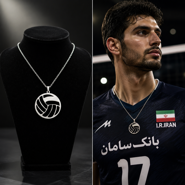 گردنبند مدل توپ والیبال کد 2 جنس استیل رنگ ثابت