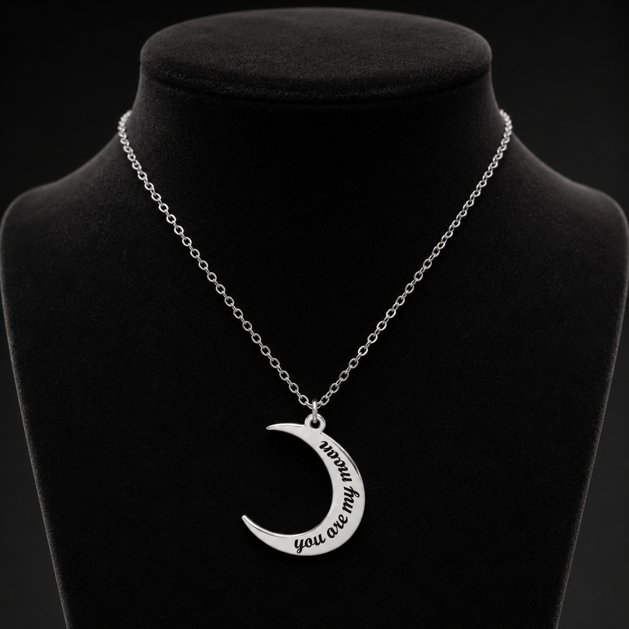 گردنبند مدل ماه عاشقانه You are my moon نقره ایی رنگ ثابت