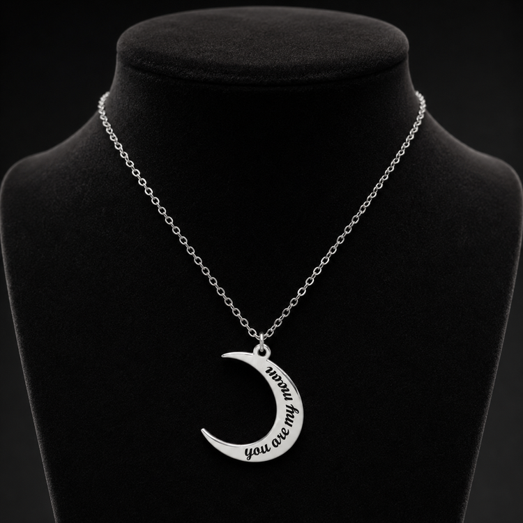 گردنبند مدل ماه عاشقانه You are my moon نقره ایی رنگ ثابت